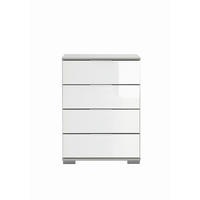 NACHTKÄSTCHEN 52/74/38 cm  in Weiß  - Chromfarben/Weiß, Design, Glas/Holzwerkstoff (52/74/38cm) - Carryhome