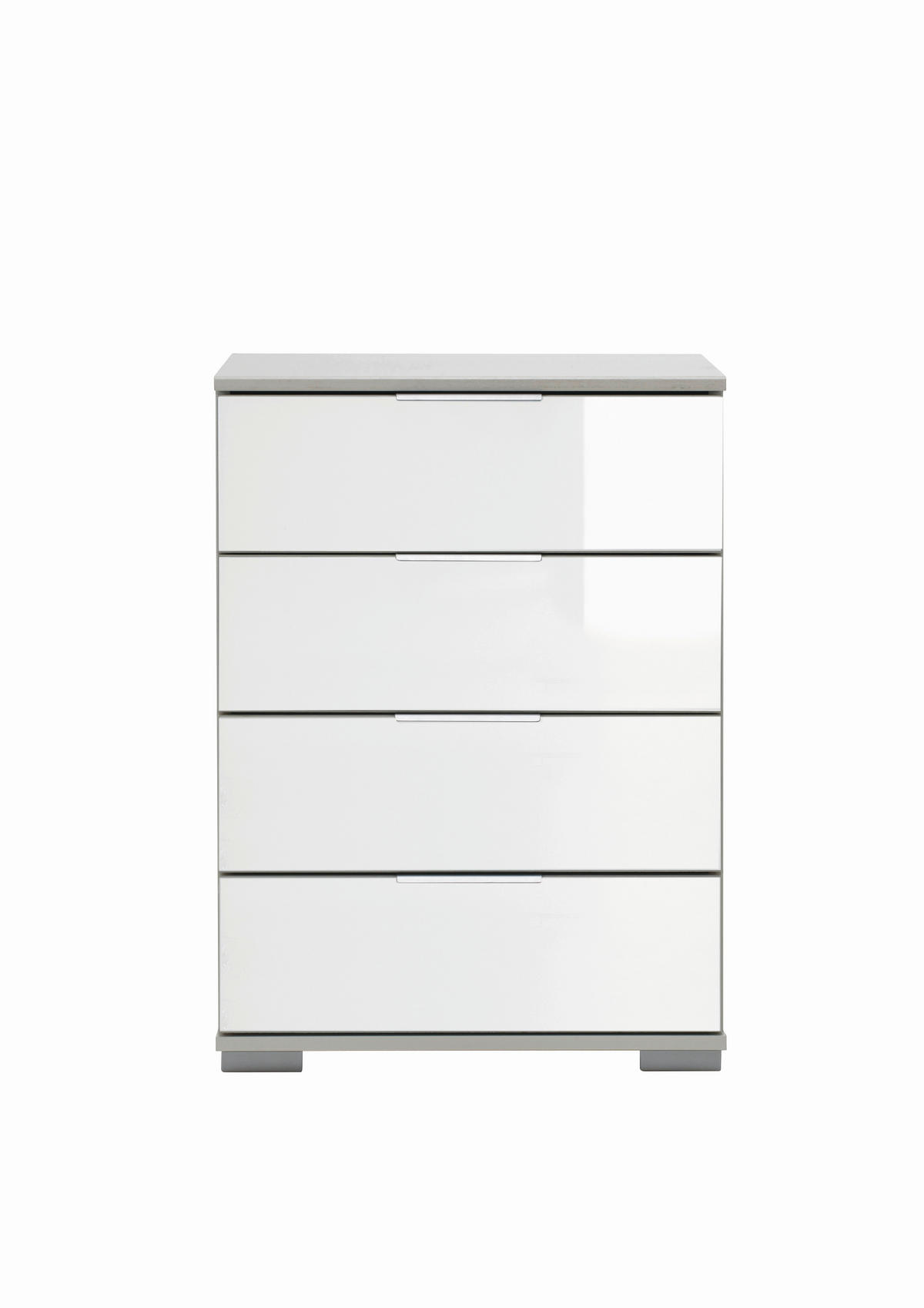 NACHTKÄSTCHEN 52/74/38 cm  in Weiß  - Chromfarben/Weiß, Design, Glas/Holzwerkstoff (52/74/38cm) - Carryhome