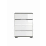 NACHTKÄSTCHEN 52/74/38 cm  in Weiß  - Chromfarben/Weiß, Design, Glas/Holzwerkstoff (52/74/38cm) - Carryhome