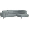 ECKSOFA in Webstoff Grau  280/205 cm  - Schwarz/Grau, Design, Textil/Metall (280/205cm) - Xora
