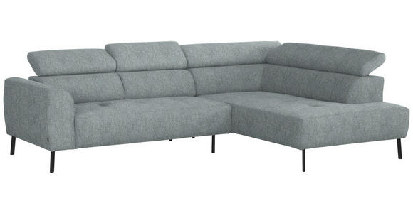 ECKSOFA in Webstoff Grau 280/205 cm - Schwarz/Grau, Design, Textil/Metall (280/205cm) - Xora