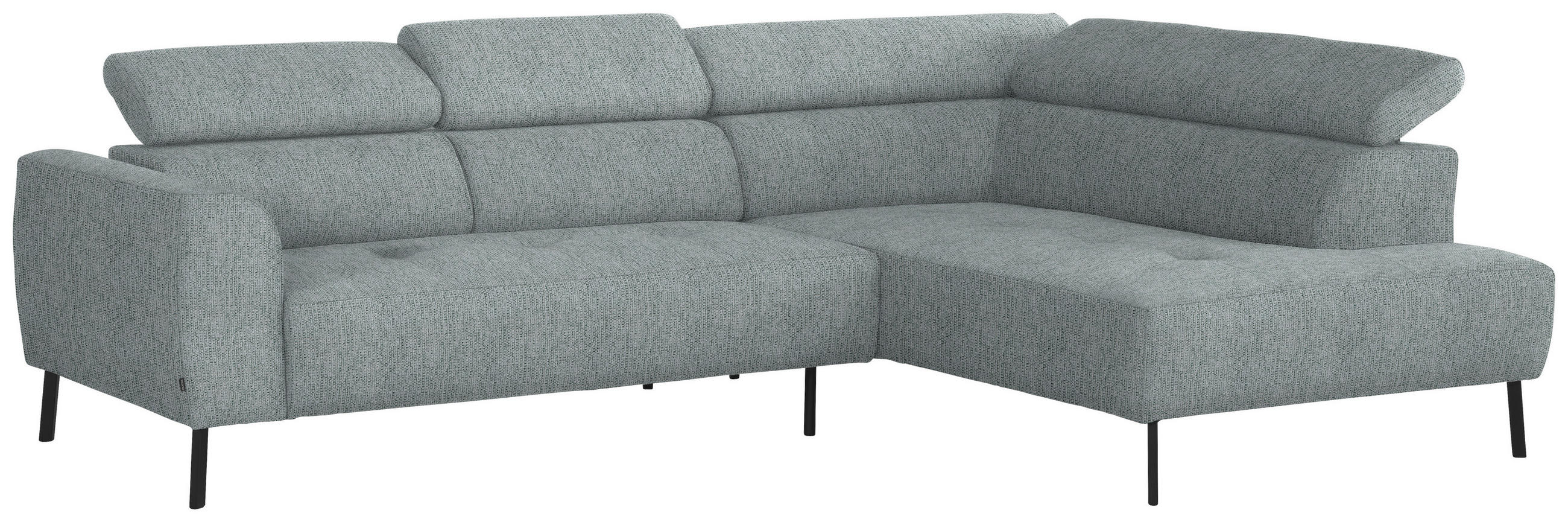 ECKSOFA in Webstoff Grau  - Schwarz/Grau, Design, Textil/Metall (280/205cm) - MID.YOU