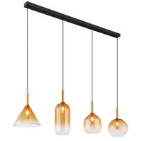 HÄNGLAMPA 112/20/120 cm  - klar/mässingsfärgad, Klassisk, metall/glas (112/20/120cm) - Globo