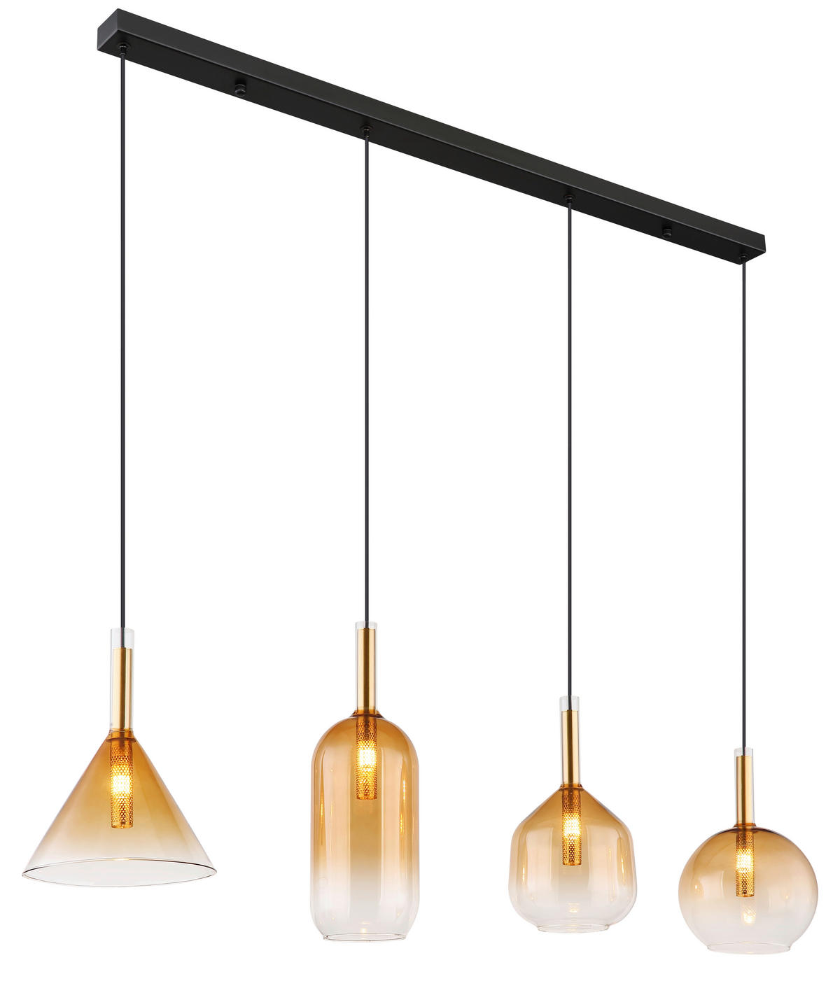 HÄNGLAMPA 112/20/120 cm  - klar/mässingsfärgad, Klassisk, metall/glas (112/20/120cm) - Globo