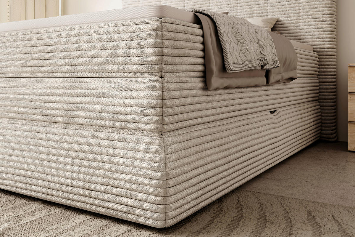 BOXSPRINGBETT 160/200 cm  in Beige  - Beige/Schwarz, Design, Kunststoff/Textil (160/200cm) - Esposa