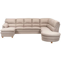 SOFA Flachgewebe Beige  - Eichefarben/Beige, KONVENTIONELL, Holz/Textil (161/341/269cm) - Livetastic