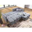 ECKSOFA Grau Plüsch Zierkissen, Rückenkissen, Bettkasten, Schlaffunktion, Rücken echt, Liegefläche im Originalstoff  - Schwarz/Grau, KONVENTIONELL, Kunststoff/Textil (253/192cm) - Carryhome