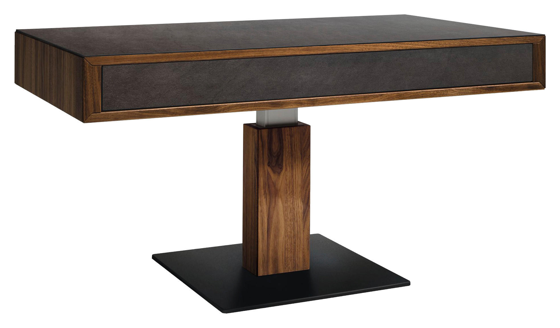 COUCHTISCH in Holz, Keramik 100/60/39,5 cm  - Nussbaumfarben/Schwarz, Design, Holz/Keramik (100/60/39,5cm) - Team 7