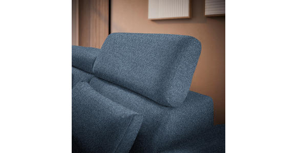 ECKSOFA in Velours Blau  - Blau/Schwarz, Design, Textil/Metall (264/299cm) - Novel