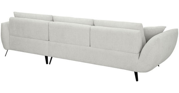 ECKSOFA Elfenbein Chenille Armlehnenkissen, Rücken echt, Sitztiefenverstellung  - Elfenbein/Schwarz, KONVENTIONELL, Textil/Metall (215/313cm) - Hom`in