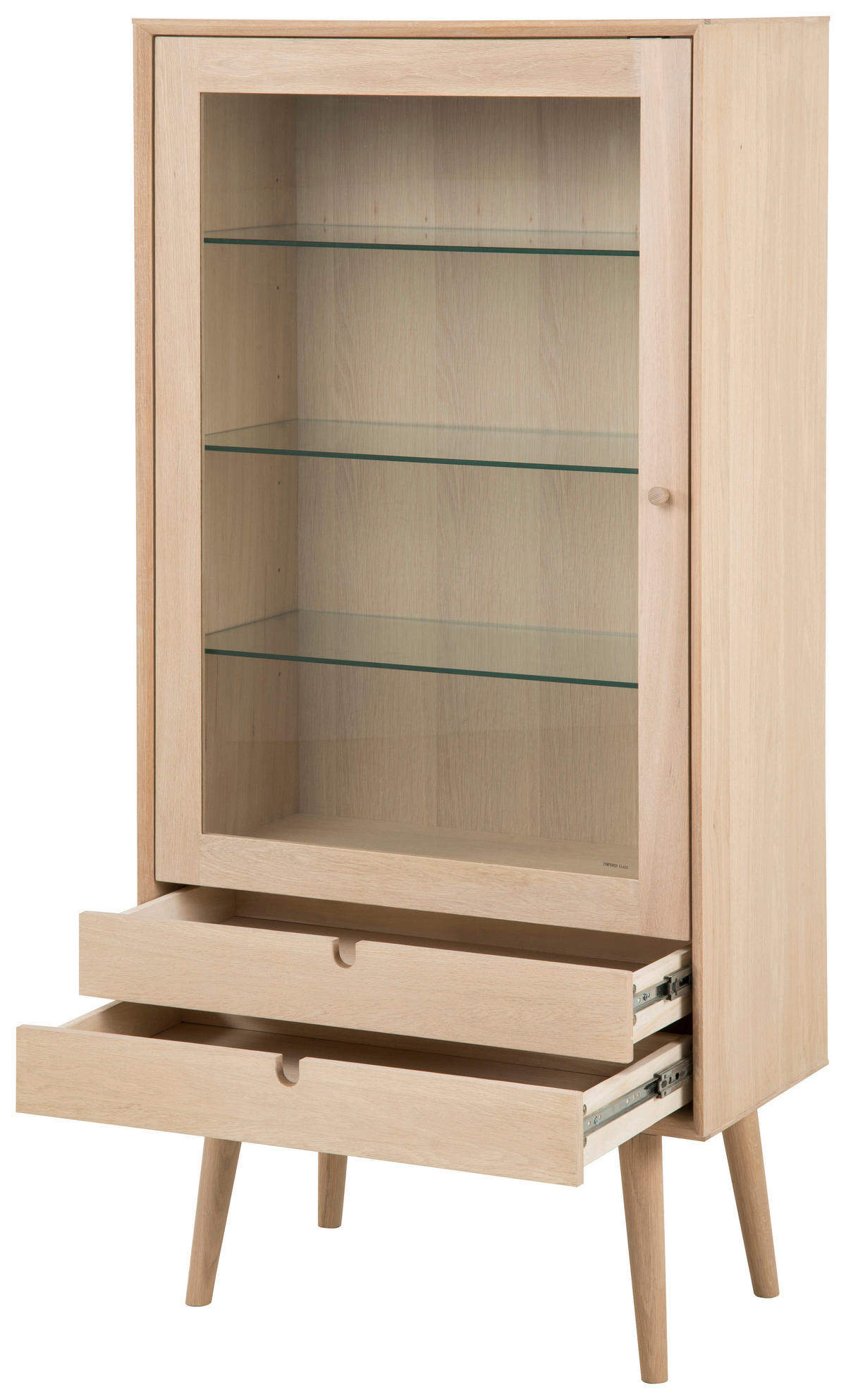 VITRINA, furnirano hrast barve hrasta - barve hrasta, Konvencionalno, steklo/leseni material (72/143,2/36cm) - MID.YOU
