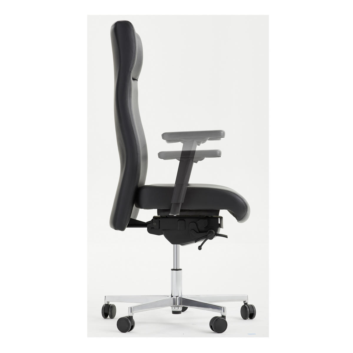 CHEFSESSEL Schwarz  - Schwarz, Design, Leder/Kunststoff (80/115-124/80cm) - Topstar