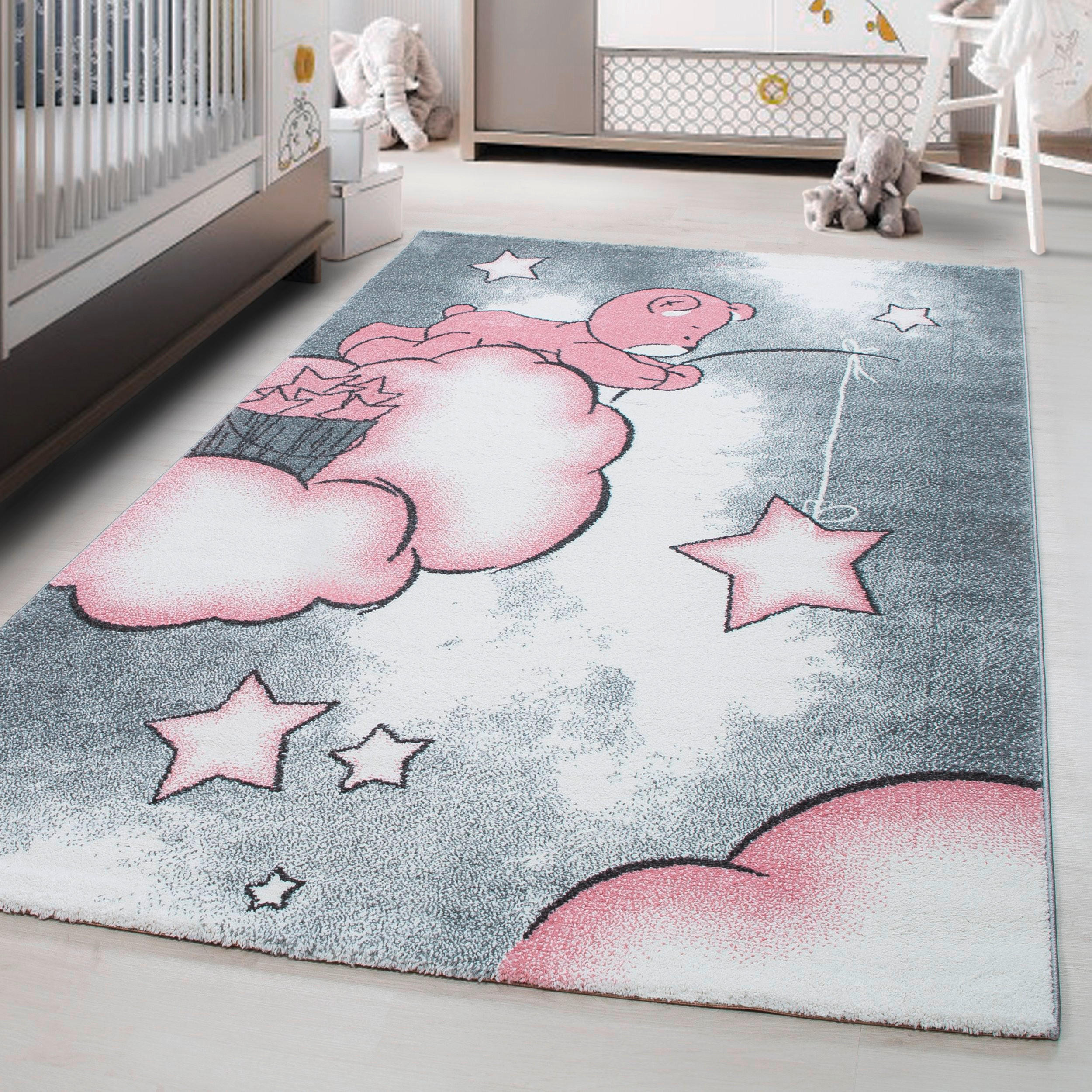 OTROŠKA PREPROGA Kids 580 120/170 cm tkano siva, bela, pink - pink/siva, Trend, tekstil (120/170cm) - Ben'n'jen
