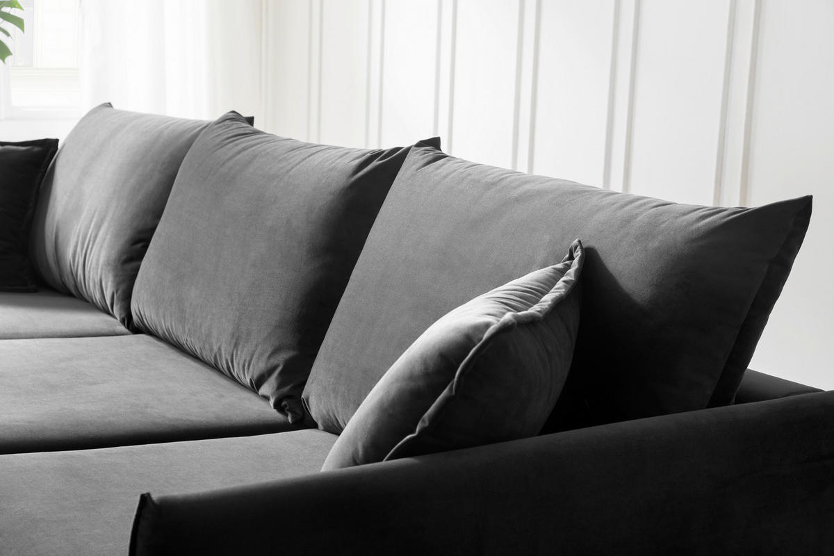 ECKSOFA Eckteil  ROSSANA-REC.2S Anthrazit Samt  - Anthrazit, MODERN, Holz/Textil (258/160cm) - MID.YOU