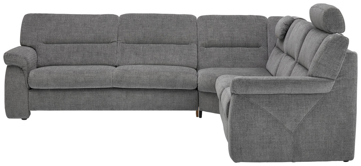 ECKSOFA in Chenille Grau  - Schwarz/Grau, Konventionell, Kunststoff/Textil (282/252cm) - Himolla