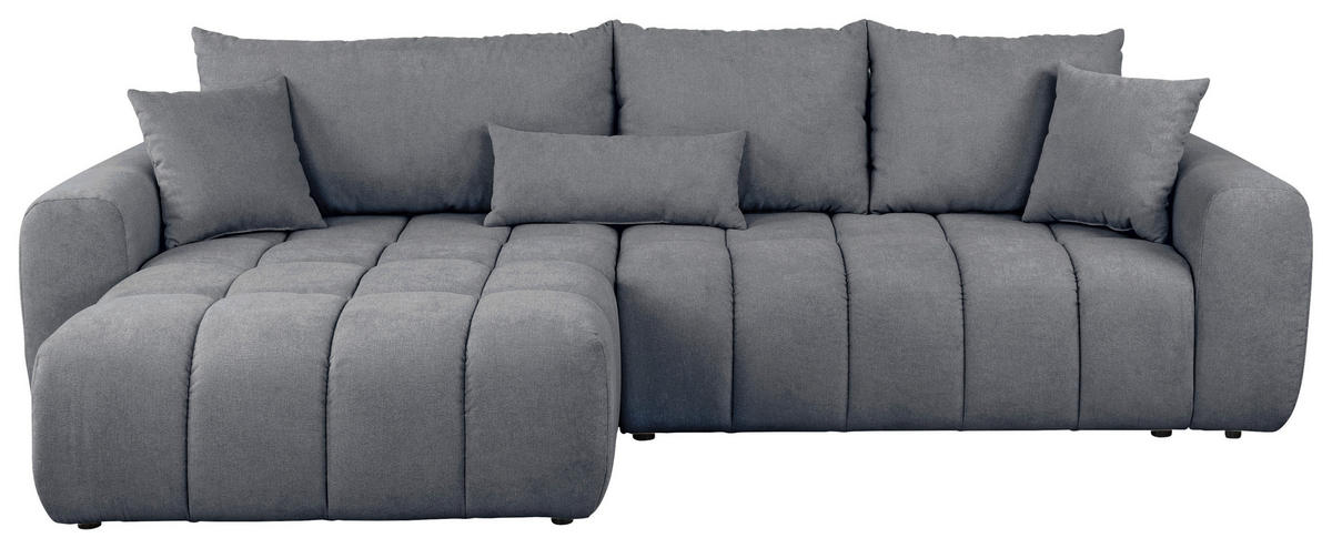 ECKSOFA in Velours Dunkelgrau  - Dunkelgrau/Schwarz, Konventionell, Kunststoff/Textil (168/298cm) - Carryhome