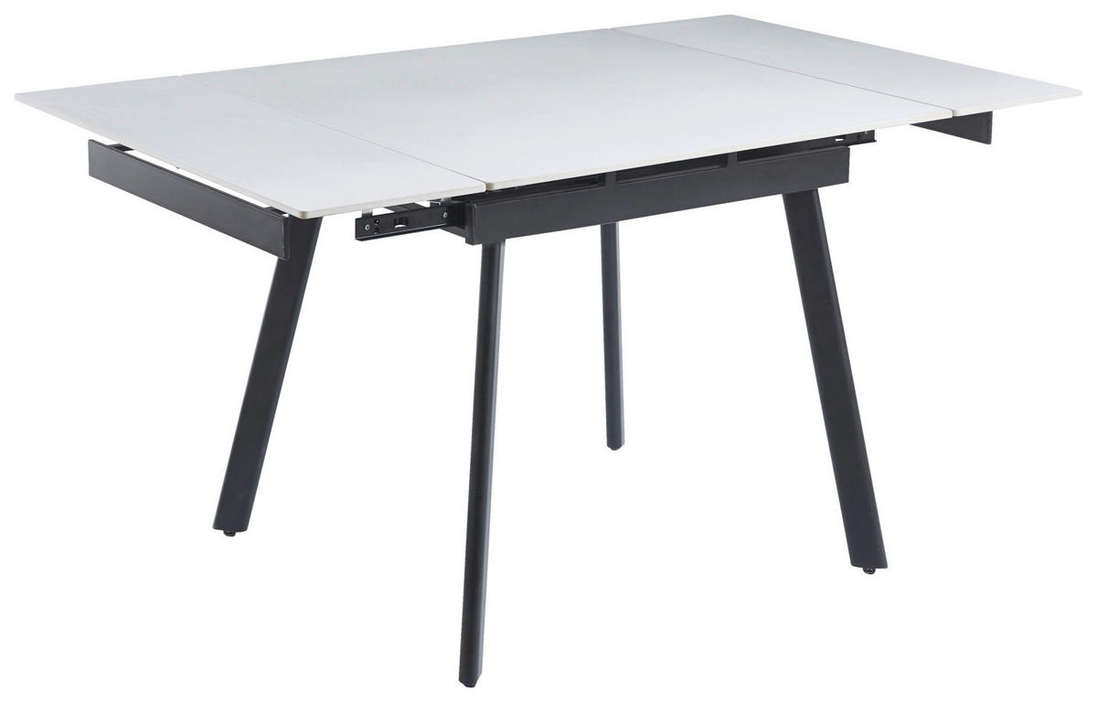 JEDILNA MIZA, bela  - črna/bela, Basics, kovina/keramika (90-150/77/90cm) - Novel