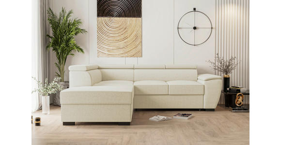 ECKSOFA  in Flachgewebe Beige  - Beige/Schwarz, KONVENTIONELL, Kunststoff/Textil (220/266cm) - Carryhome