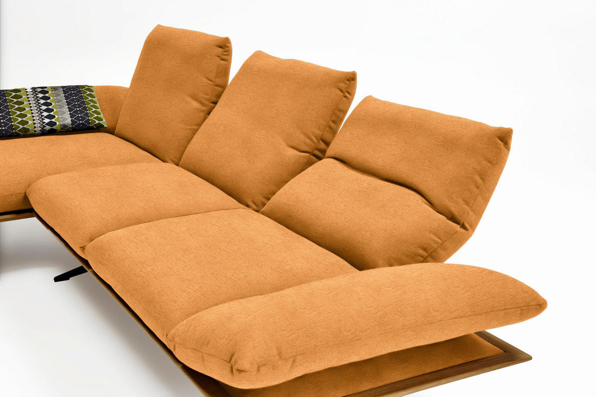 ECKSOFA in Flachgewebe Currygelb  159/314 cm  - Currygelb/Schwarz, Design, Holz/Textil (159/314cm) - Dieter Knoll