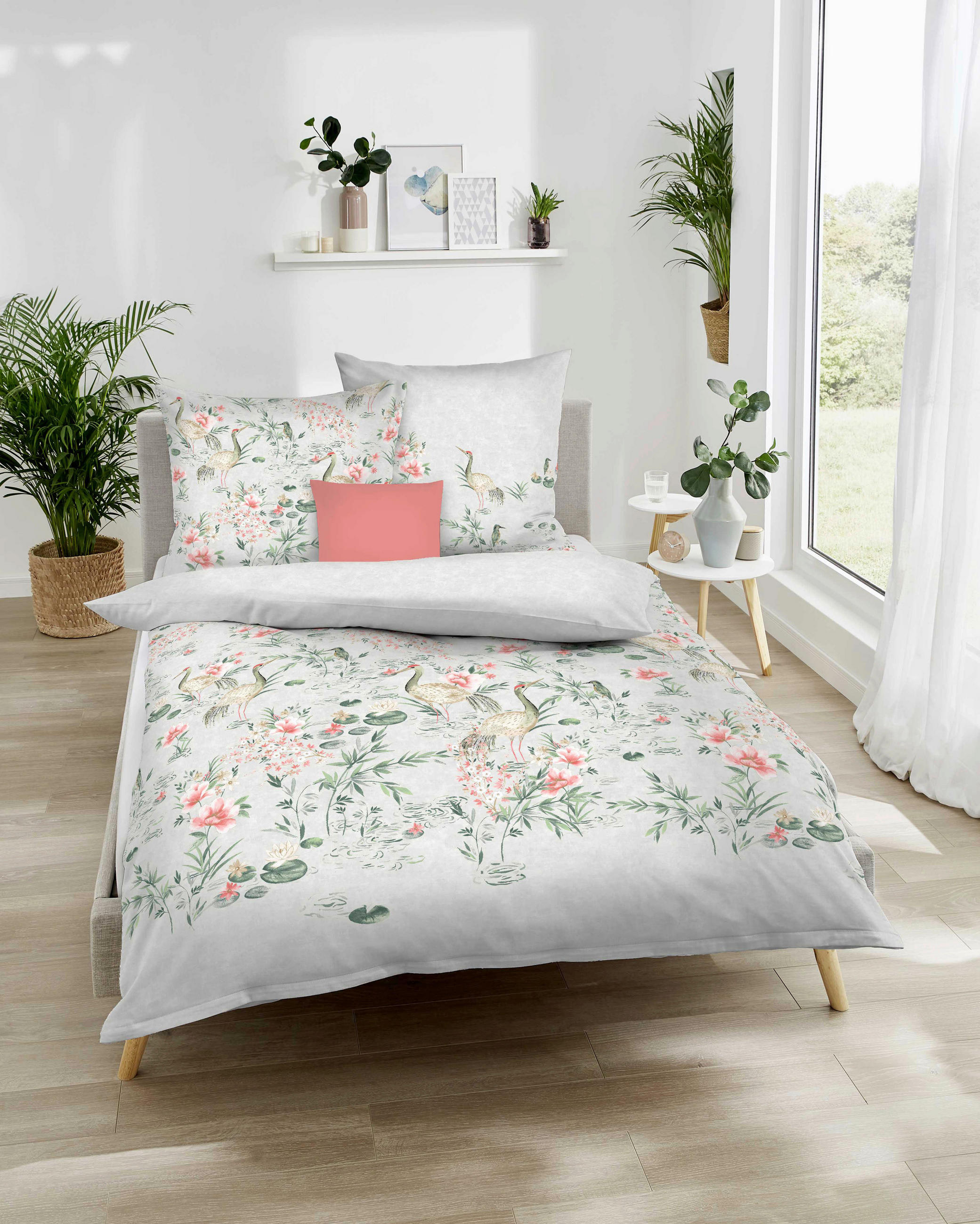POSTELJNINA Pagode 140/200 cm saten barve niklja  - barve niklja, Konvencionalno, tekstil (140/200cm) - Kaeppel