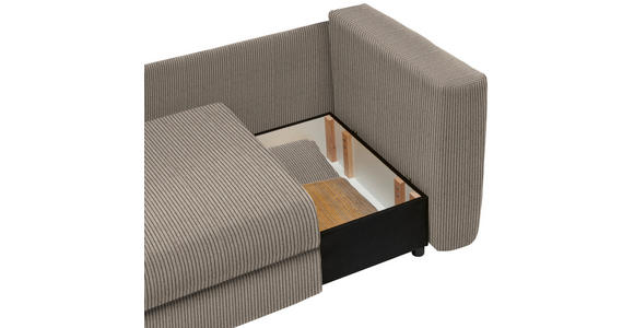 RÉCAMIERE in Cord Taupe - Taupe/Schwarz, Design, Kunststoff/Textil (171/71-88/93cm) - Cantus