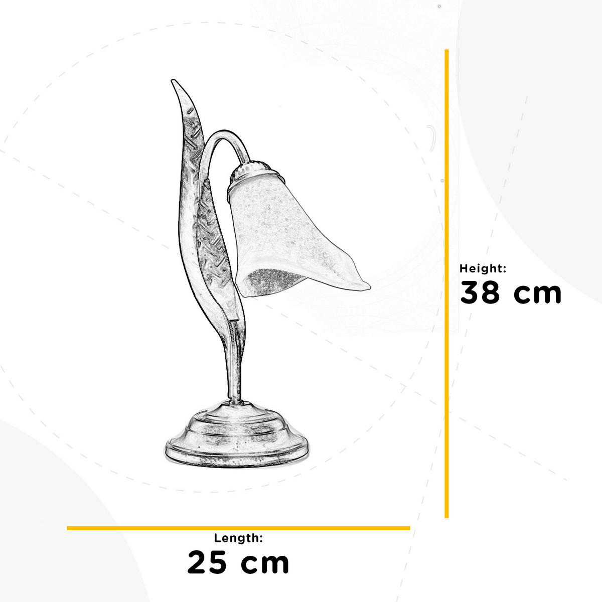 TISCHLEUCHTE 25/38 cm   - Bronzefarben, KONVENTIONELL, Glas/Metall (25/38cm)