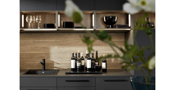 EINBAUKÜCHE - Graphitfarben/Grau, Design, Holzwerkstoff - Dieter Knoll