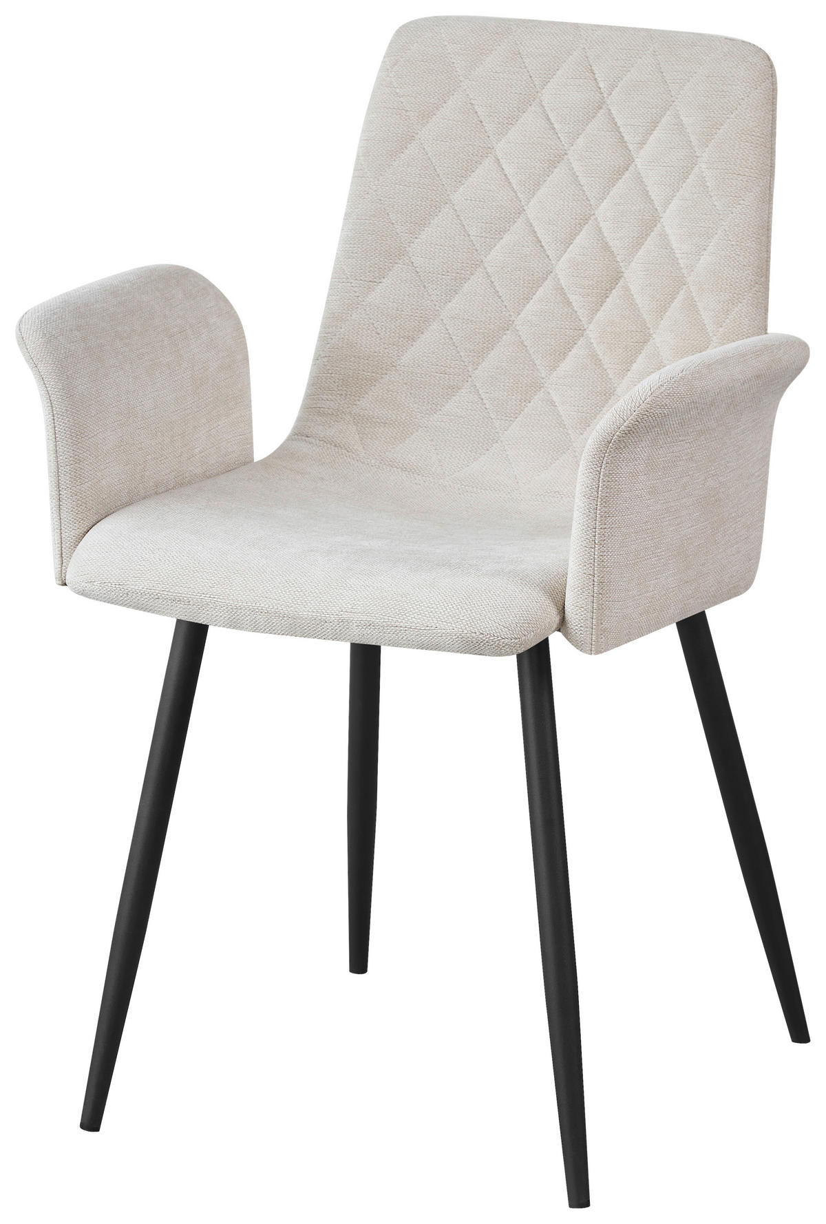 ARMLEHNSTUHL   Webstoff  - Beige/Schwarz, Design, Textil/Metall (61/87/55cm) - Ti'me