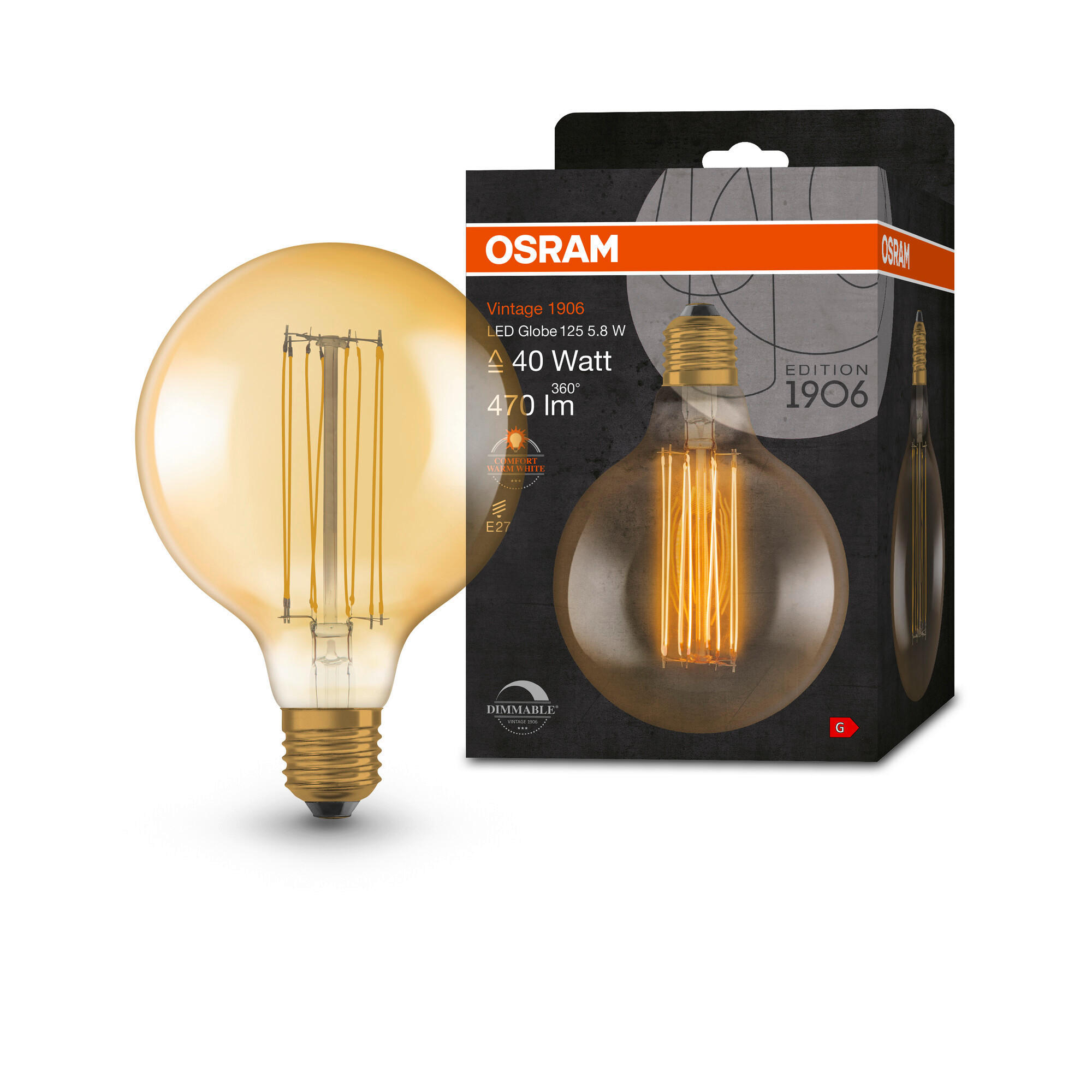 LED-LEUCHTMITTEL   E27 5,8 W 470 lm  - Goldfarben, Basics, Glas (12,4/17,3cm) - Ledvance