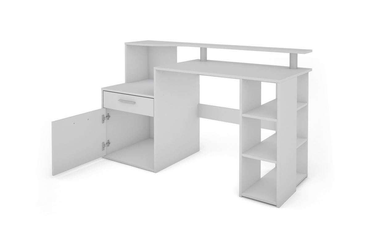 SCHREIBTISCH 140/55/89 cm Stauraum  - Weiß, MODERN, Holzwerkstoff/Kunststoff (140/55/89cm) - MID.YOU