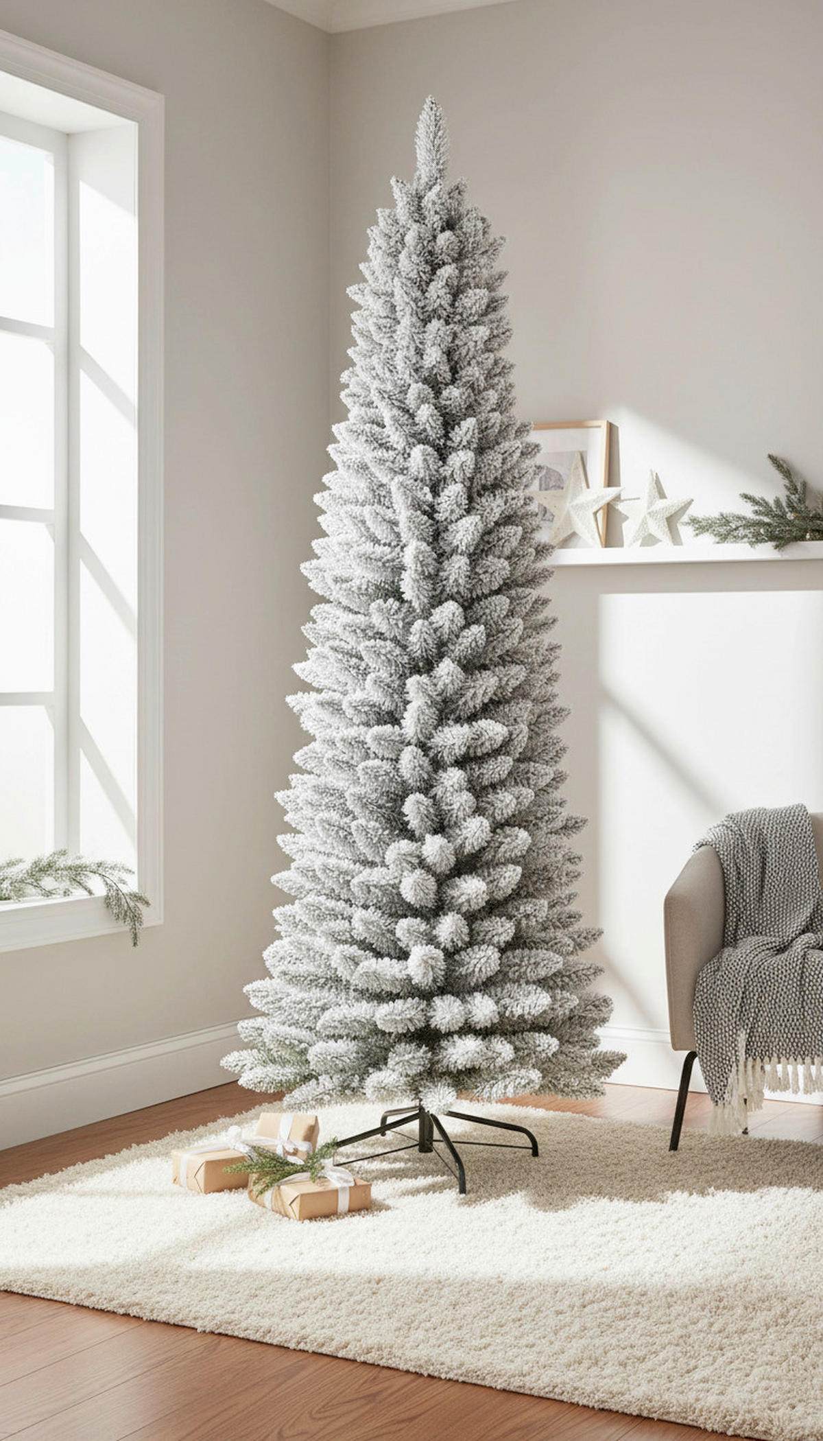 WEIHNACHTSBAUM 210 cm  - Grauweiß, Basics, Kunststoff/Metall (55/180cm)