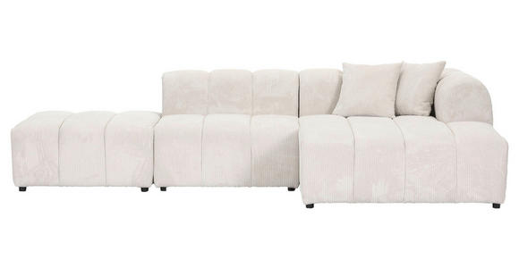 ECKSOFA Naturfarben Cord Zierkissen, Rücken echt  - Schwarz/Naturfarben, KONVENTIONELL, Kunststoff/Textil (313/162cm) - Carryhome