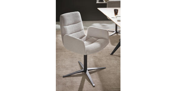 ARMLEHNSTUHL in Cord - Hellgrau/Schwarz, Design, Textil/Metall (61/88/66cm) - Dieter Knoll