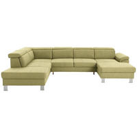 WOHNLANDSCHAFT in Webstoff Grün  - Silberfarben/Grün, Design, Textil/Metall (226/320/168cm) - Xora