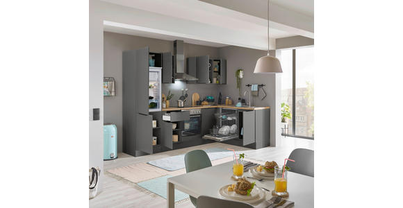 ECKKÜCHE 280/175 cm  in Graphitfarben  - Schwarz/Graphitfarben, Basics, Holzwerkstoff/Metall (280/175cm) - Xora