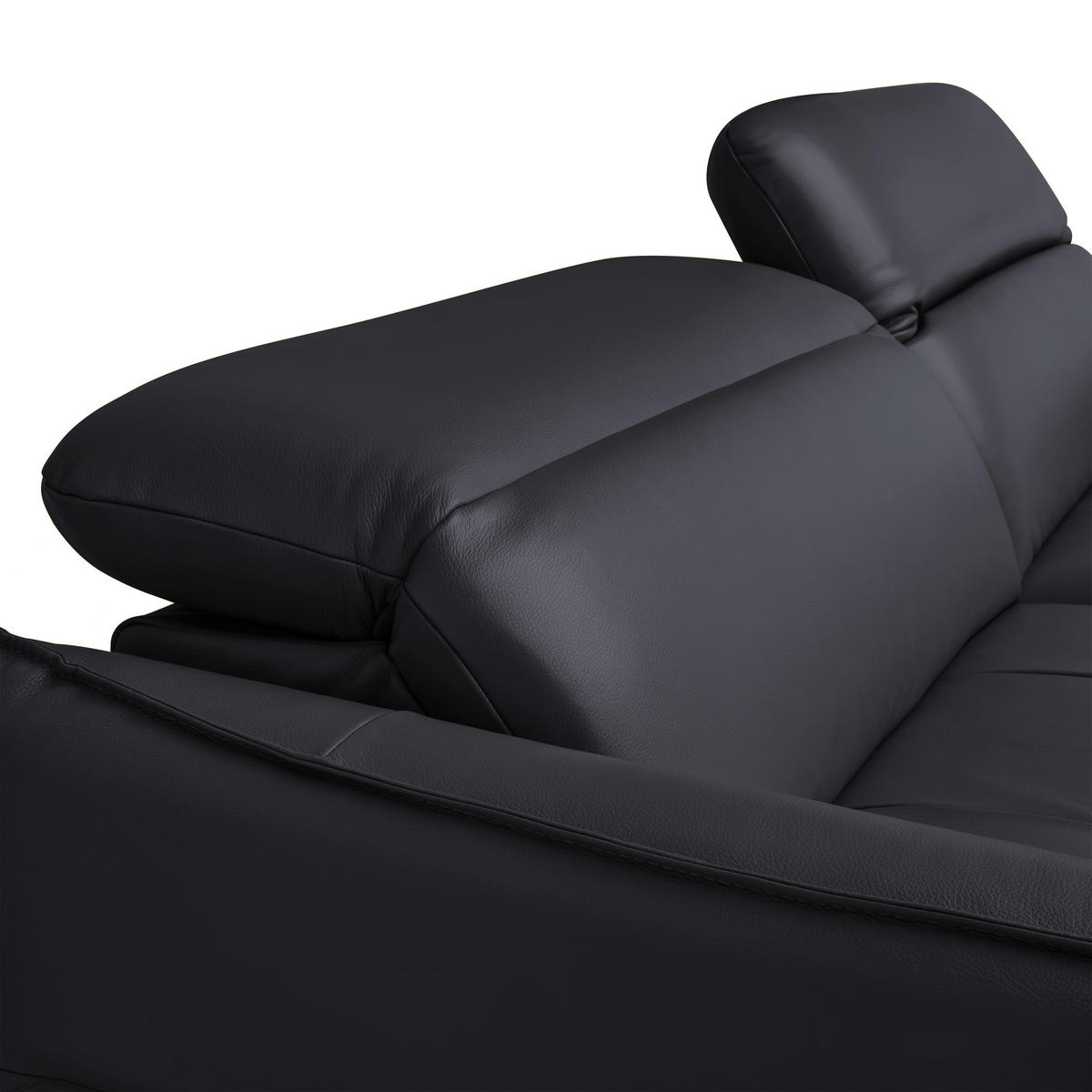 ECKSOFA inkl. Funktionen Schwarz Echtleder  - Schwarz, Design, Leder/Metall (246/175cm) - Celina Home
