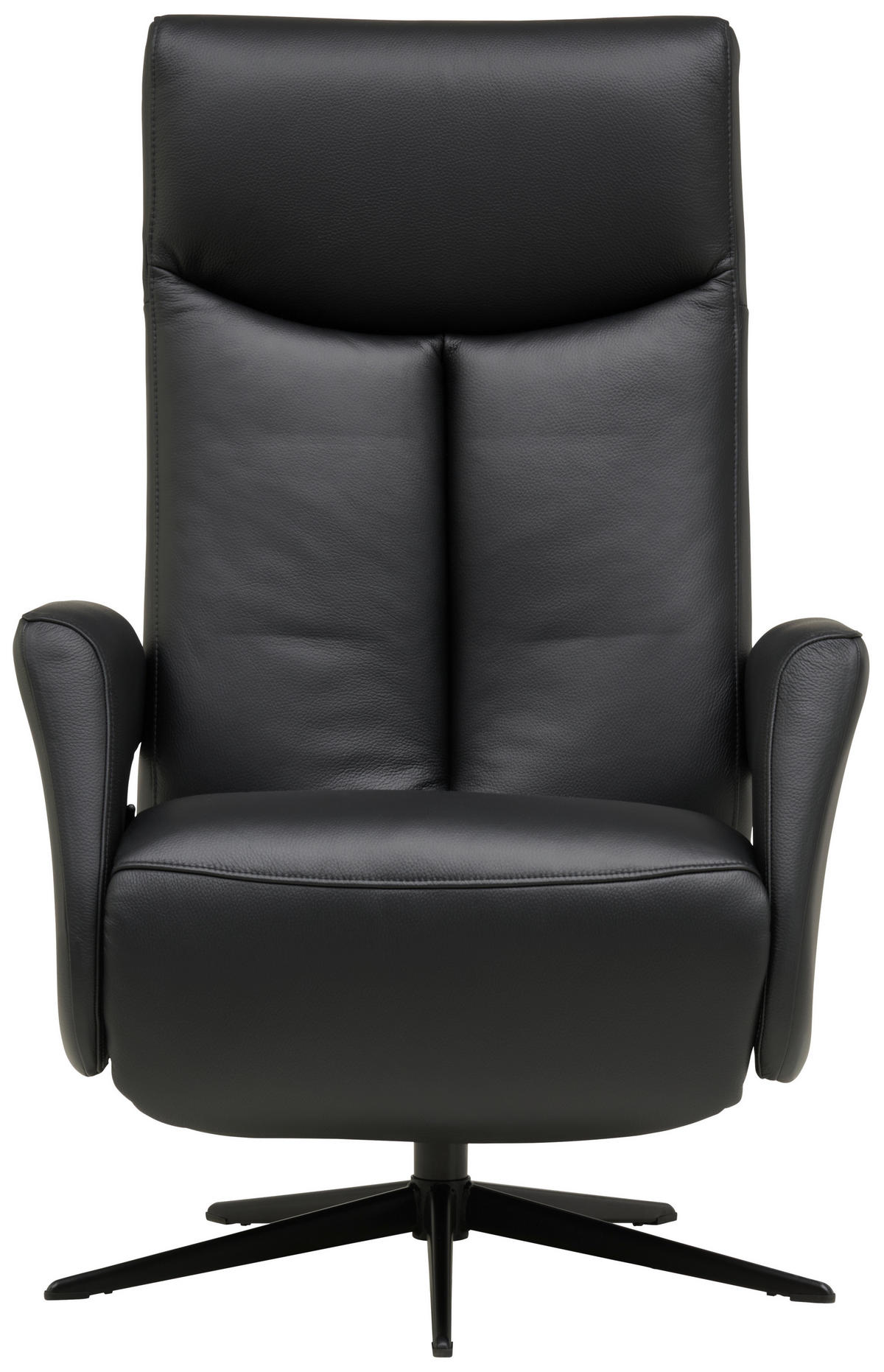 RELAXSESSEL in Leder Schwarz  - Schwarz, Design, Leder/Metall (74/105/82cm) - Welnova