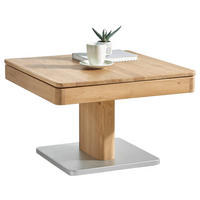 COUCHTISCH Holz  70/70/45,5 cm  Stauraum, höhenverstellbar  - Eichefarben/Alufarben, Natur, Holz/Holzwerkstoff (70/70/45,5cm) - Linea Natura