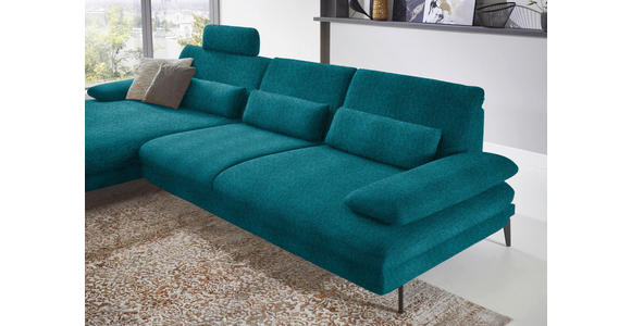 ECKSOFA in Chenille Petrol  - Petrol/Schwarz, Design, Textil/Metall (180/310cm) - Dieter Knoll