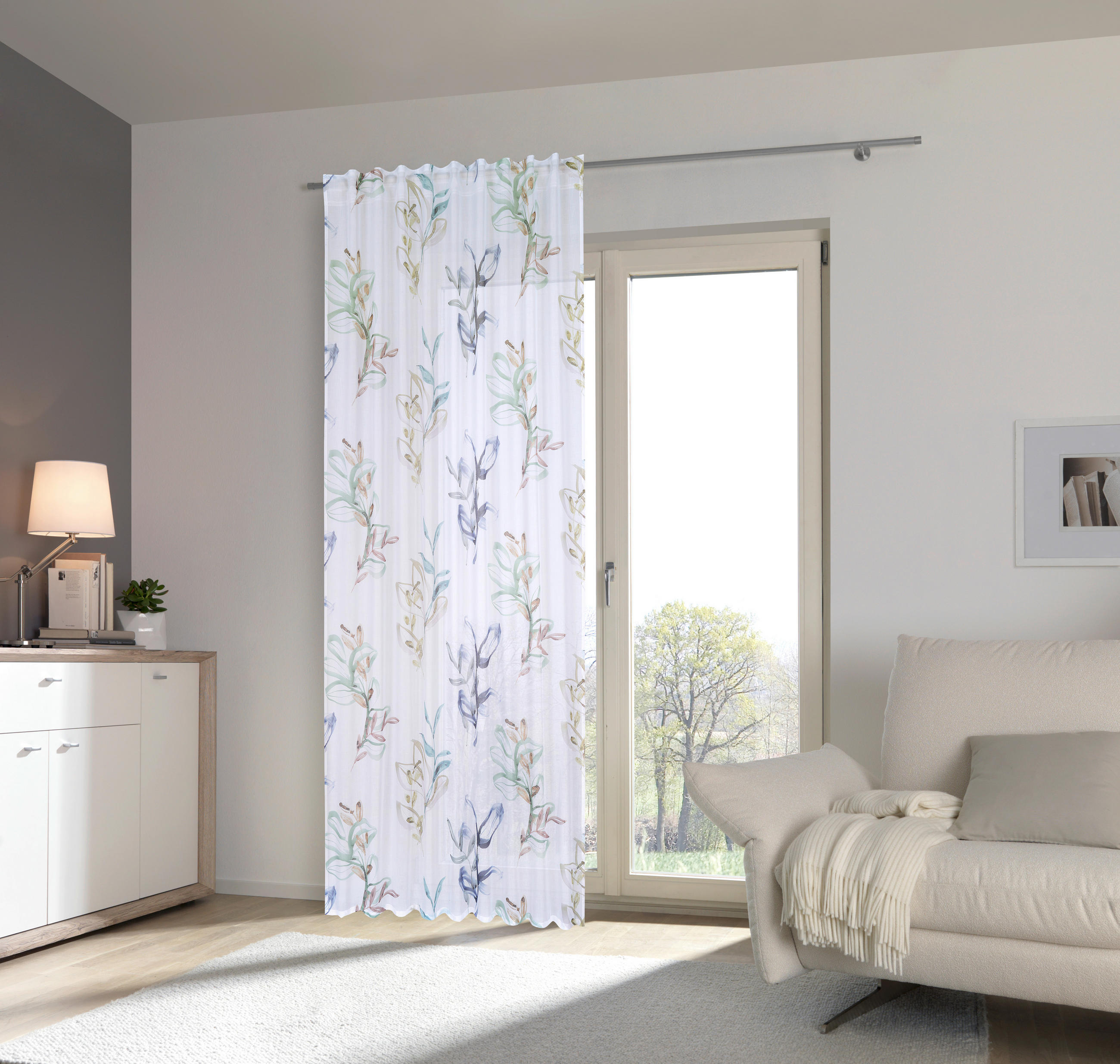 HOTOVÝ ZÁVĚS, poloprůhledné, 140/245 cm - modrá, Design, textil (140/245cm) - Esposa