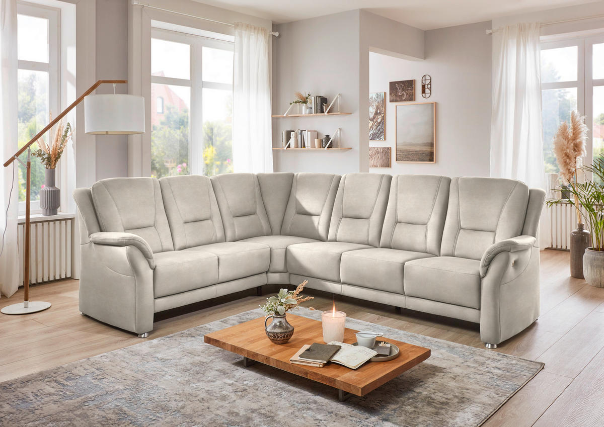ECKSOFA in Mikrofaser Creme  223/275 cm  - Beige/Creme, KONVENTIONELL, Textil/Metall (223/275cm) - Beldomo Comfort