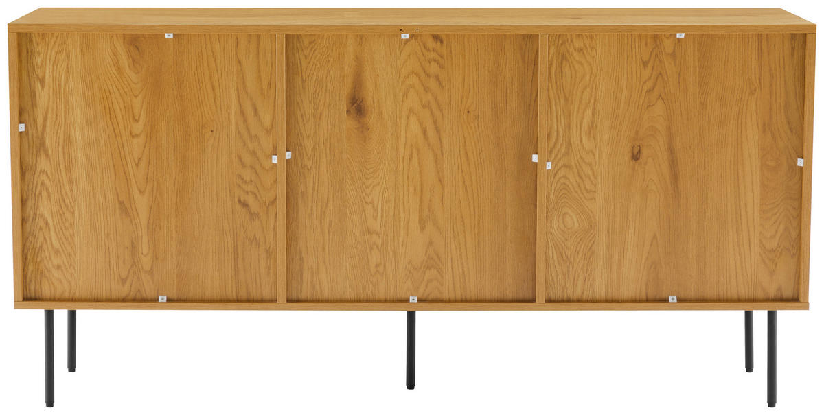 KOMODA S VRATIMA - boja hrasta/crna, Dizajnerski, metal/pločasti materijal (150/75/40cm) - Carryhome