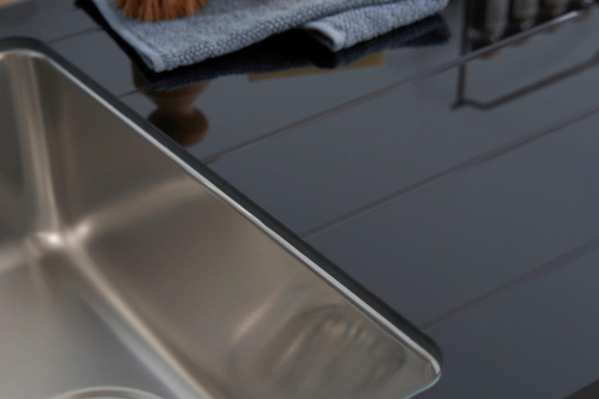 SPÜLE 1720NEWYORK100X50S  - Schwarz, Trend, Glas/Metall (100/21/50cm) - Respekta