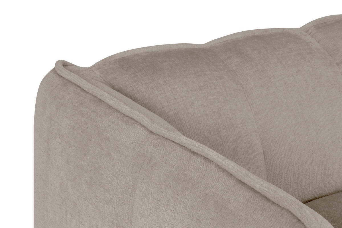 3-SITZER-SOFA LIVOLI in Chenille Creme  - Creme/Schwarz, Design, Kunststoff/Textil (217/70/94cm) - MID.YOU