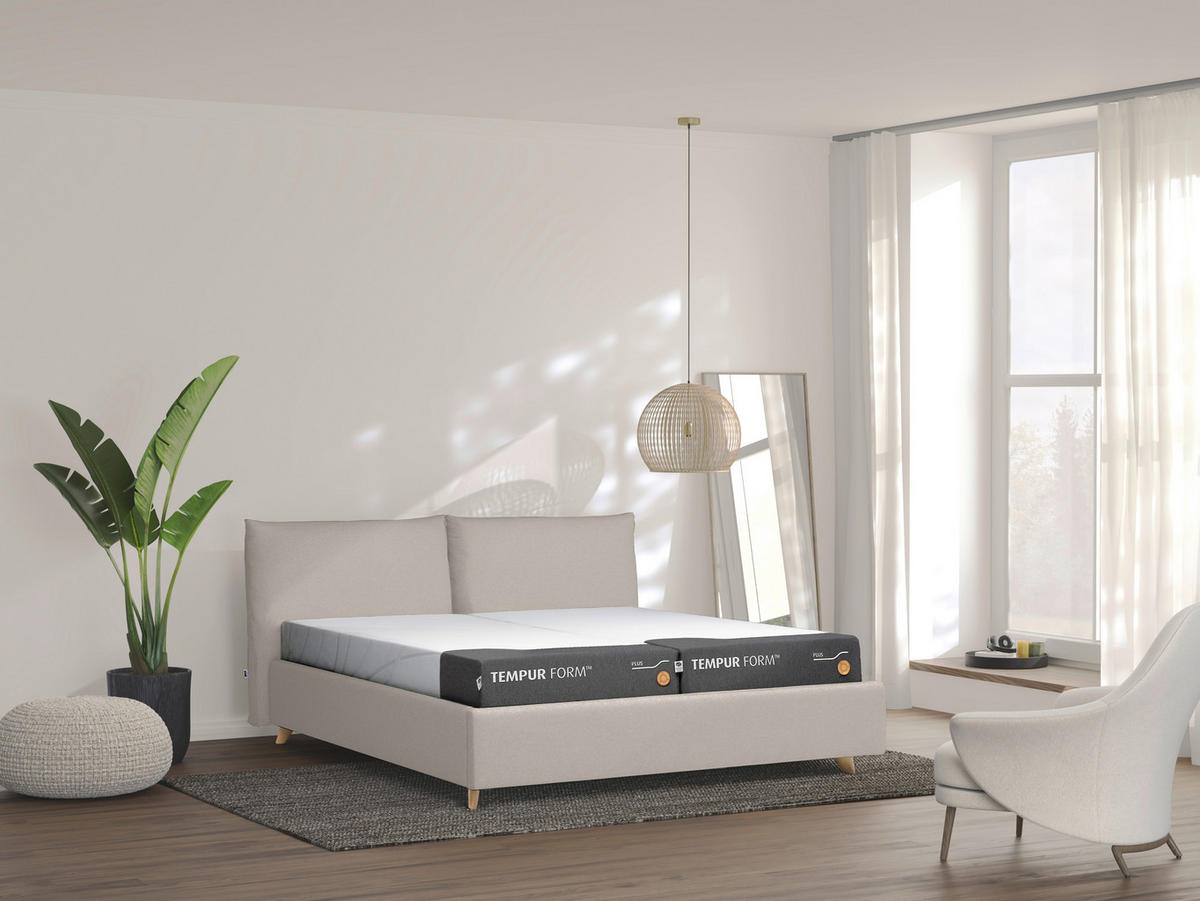 POLSTERBETT 140/200 cm,  in Beige, gepolstertes Kopfteil, Bettkasten,  - Eichefarben/Beige, KONVENTIONELL, Holz/Textil (140/200cm) - Tempur