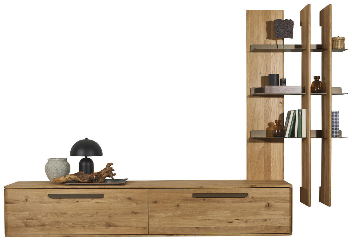 WOHNWAND  in Bronzefarben, Wildeiche  256,7/206,6/37,1 cm  - Wildeiche/Bronzefarben, Natur, Holz/Metall (256,7/206,6/37,1cm) - Valnatura