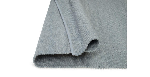 HANDWEBTEPPICH 90/160 cm Helsinki Blau, Grau rechteckig  - Blau/Grau, Basics, Textil (90/160cm) - Linea Natura