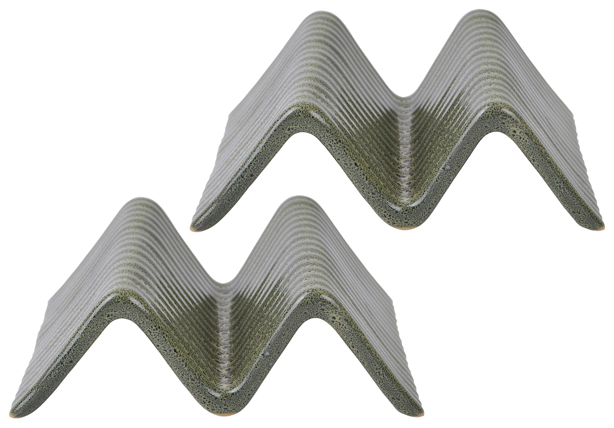 Servierschalentset Keramik Grün 2--Teilig. BxH: 14,5x10,5 cm