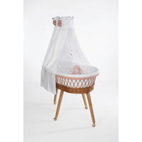 STUBENWAGEN-KOMPLETTSET Babybett Lounge Natur Pyjamabär Buche  Rosa, Weiß, Buchefarben  - Buchefarben/Rosa, Basics, Holz/Textil (60/167/100cm) - Mionido