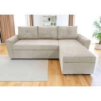 ECKSOFA TERMOLI Beige Cord  - Beige/Schwarz, Design, Kunststoff/Textil (231/155cm) - MID.YOU